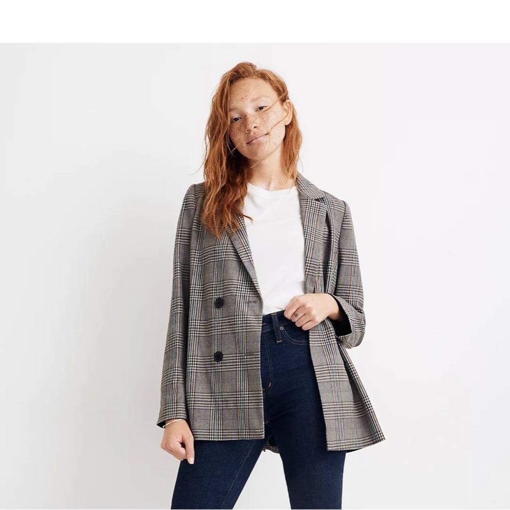 Madewell Caldwell Double Breasted Blazer Plaid